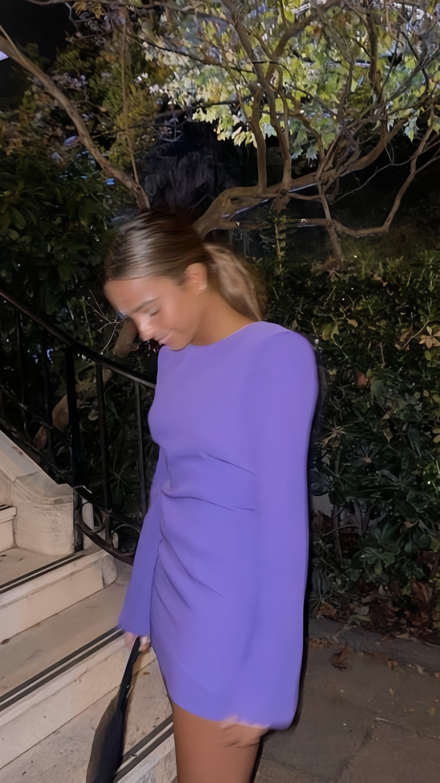 Purple Long Sleeves Party Dresses Open Back Homecoming Dress,LTP3851