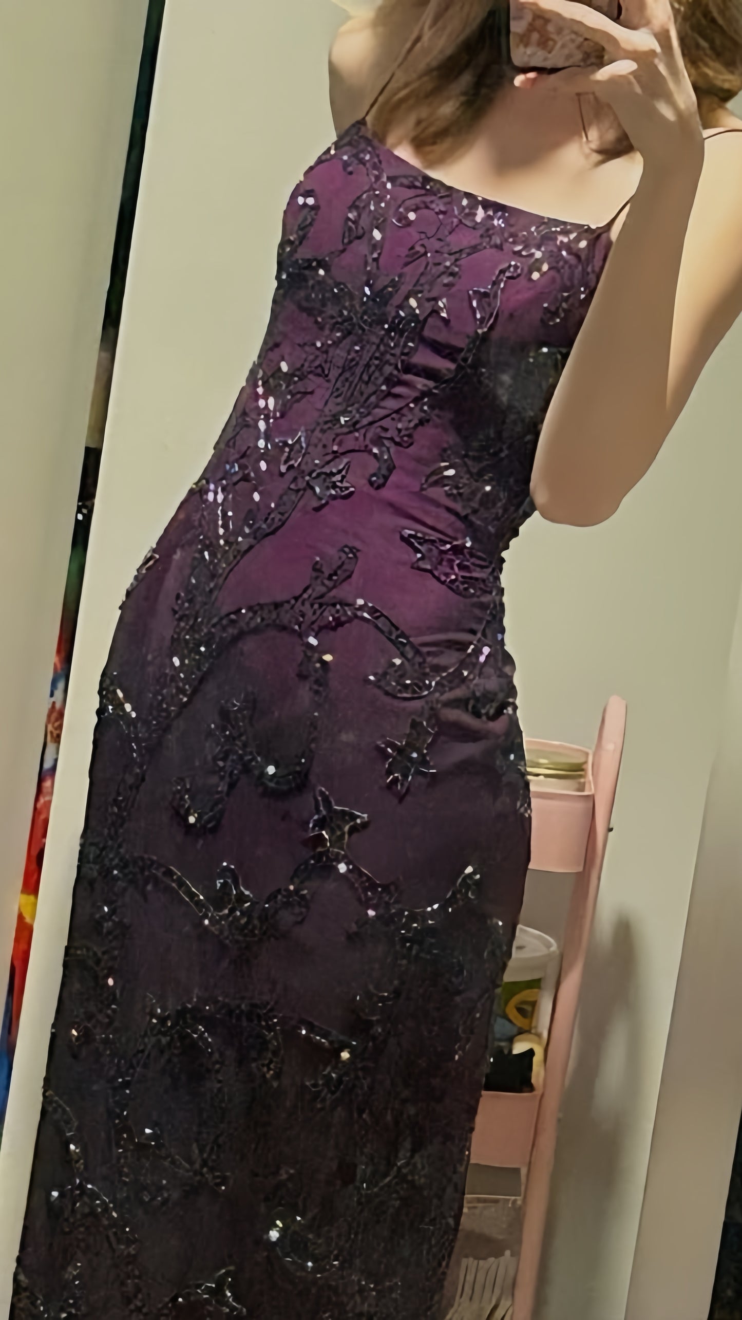 Purple Sheath Lace Prom Dresses Long Slim Evening Party Dress,LTP4044