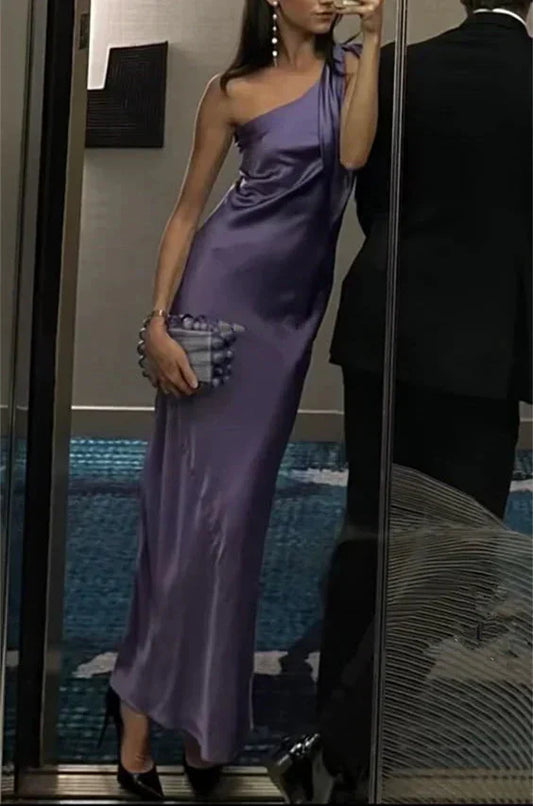 Purple Sheath Long Prom Dresses Satin Formal Dress Slim Party Outfits,LTP4453