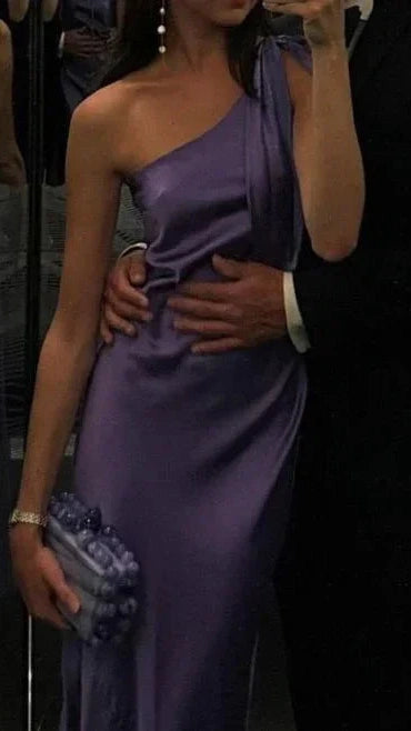 Purple Sheath Long Prom Dresses Satin Formal Dress Slim Party Outfits,LTP4453