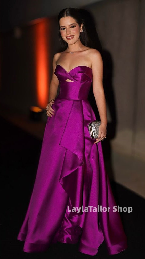 Purple Sweetheart A-Line Evening Prom Dresses Satin Party Dress,LTP4553