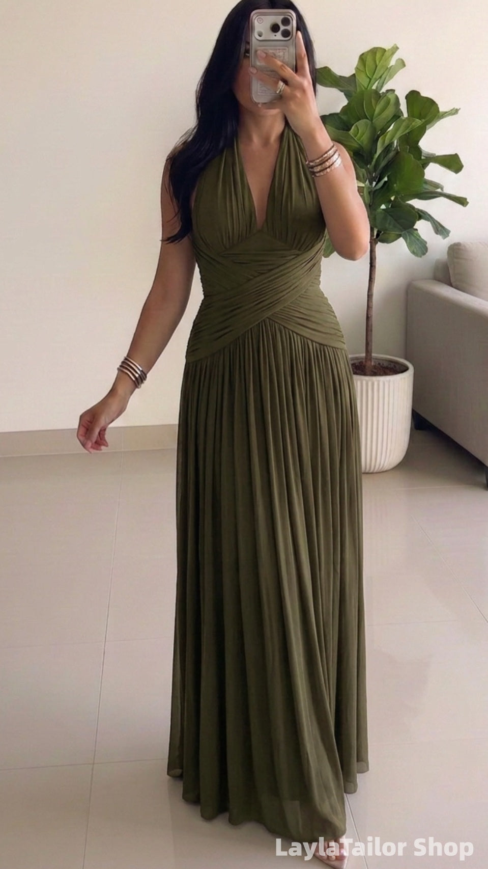 Purple Halter Chiffon Pleated Long Prom Bridesmaid Dresses LTP82691