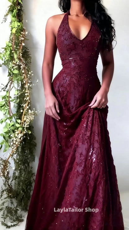 Vintage Black Halter Lace Prom Dresses Beaded 1990S' Women Formal Dress,LTP3626