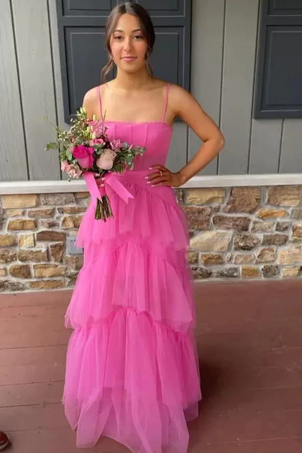 Pink prom dress Evening Gown Long Prom Dresses