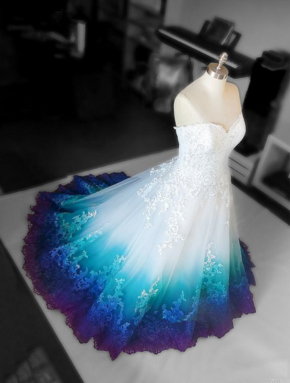 Colorful Ombr¨¦ Wedding Dress Ball Gown