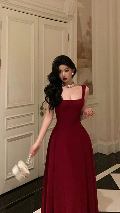 Red Chiffon A-line Prom Dresses Ankle Length Evening Formal Dress Birthday Party Outfits,LTP3974