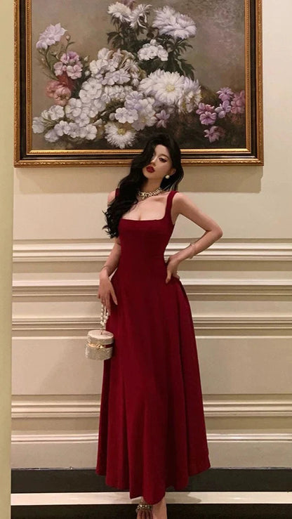 Red Chiffon A-line Prom Dresses Ankle Length Evening Formal Dress Birthday Party Outfits,LTP3974