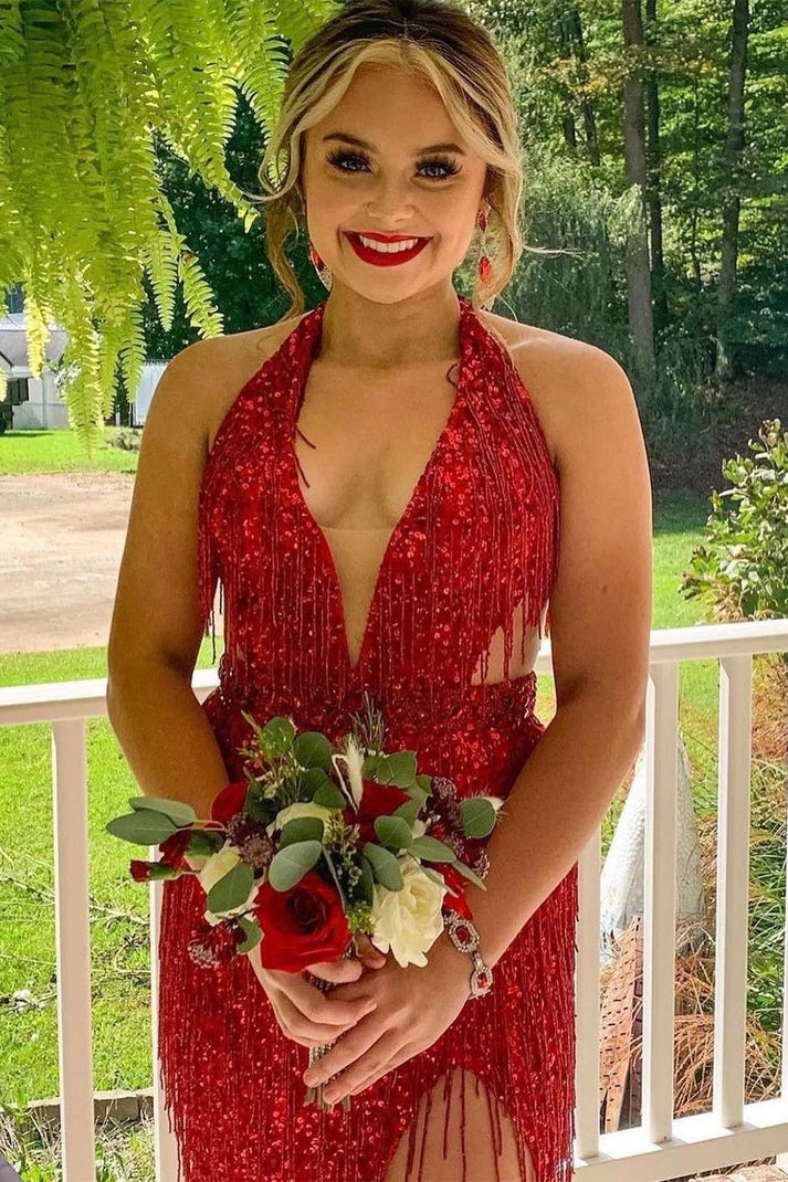 Halter Sequin Short Prom Dress main image 0