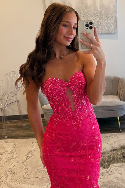 Backless Sequin Mermaid Prom Dress with Sweetheart Neckline and Delicate Appliques