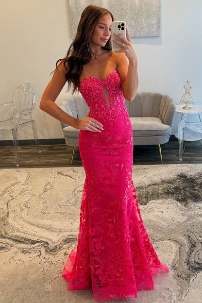 Backless Sequin Mermaid Prom Dress with Sweetheart Neckline and Delicate Appliques