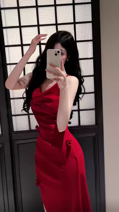 Red Mermaid Prom Dresses Spaghetti Straps Evening Party Dress,LTP4395