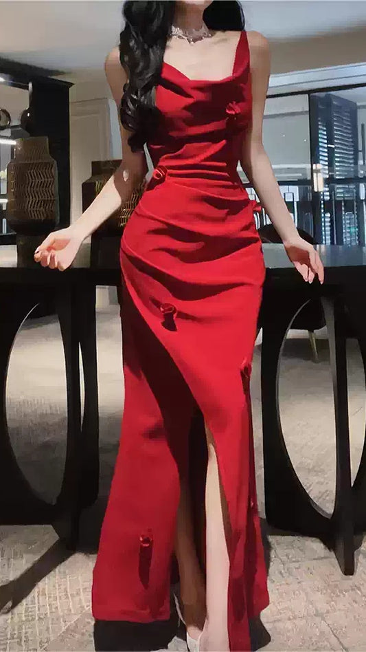 Red Mermaid Prom Dresses Spaghetti Straps Evening Party Dress,LTP4395