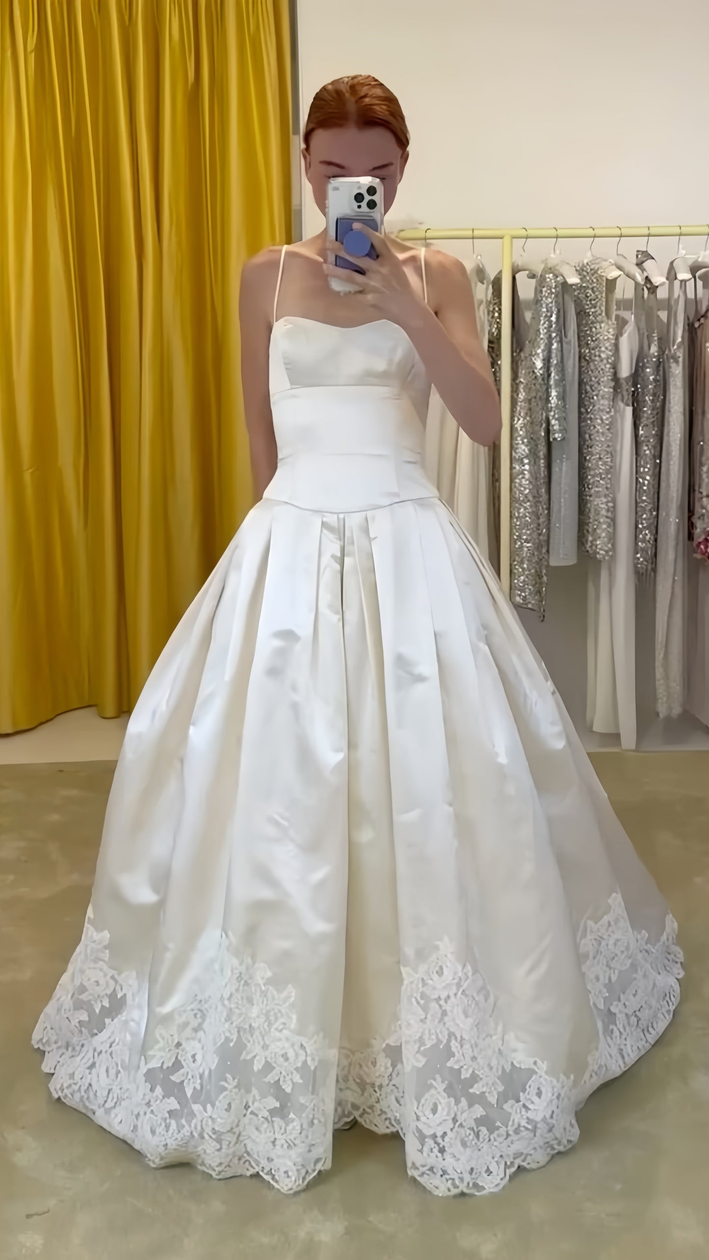 Retro Off White Bridal Gown Spaghetti Straps Lace Wedding Dresses, Prom Ball Gown,LTP4050