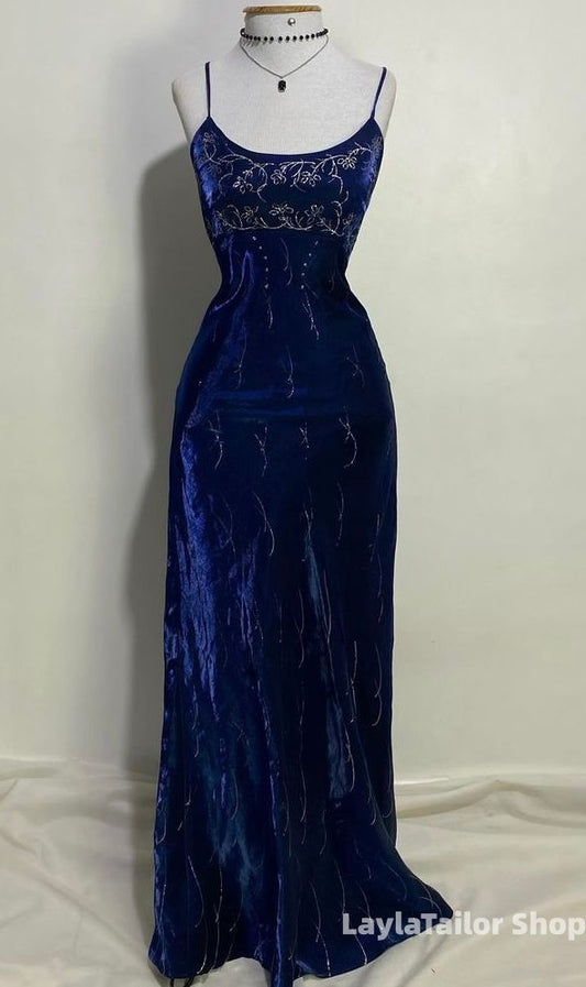 Royal Blue Velvet Mermaid Long Prom Dresses Elegant Homecoming Dress
