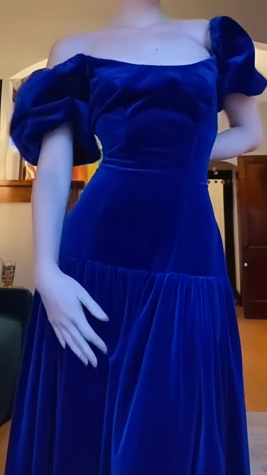 Royal Blue Velvet Prom Dress Full Length Evening Party Dresses,LTP4288