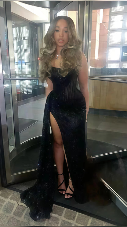 Sexy Black Mermaid Prom Dress, Bodycon Split Evening Formal Dress,LTP3664