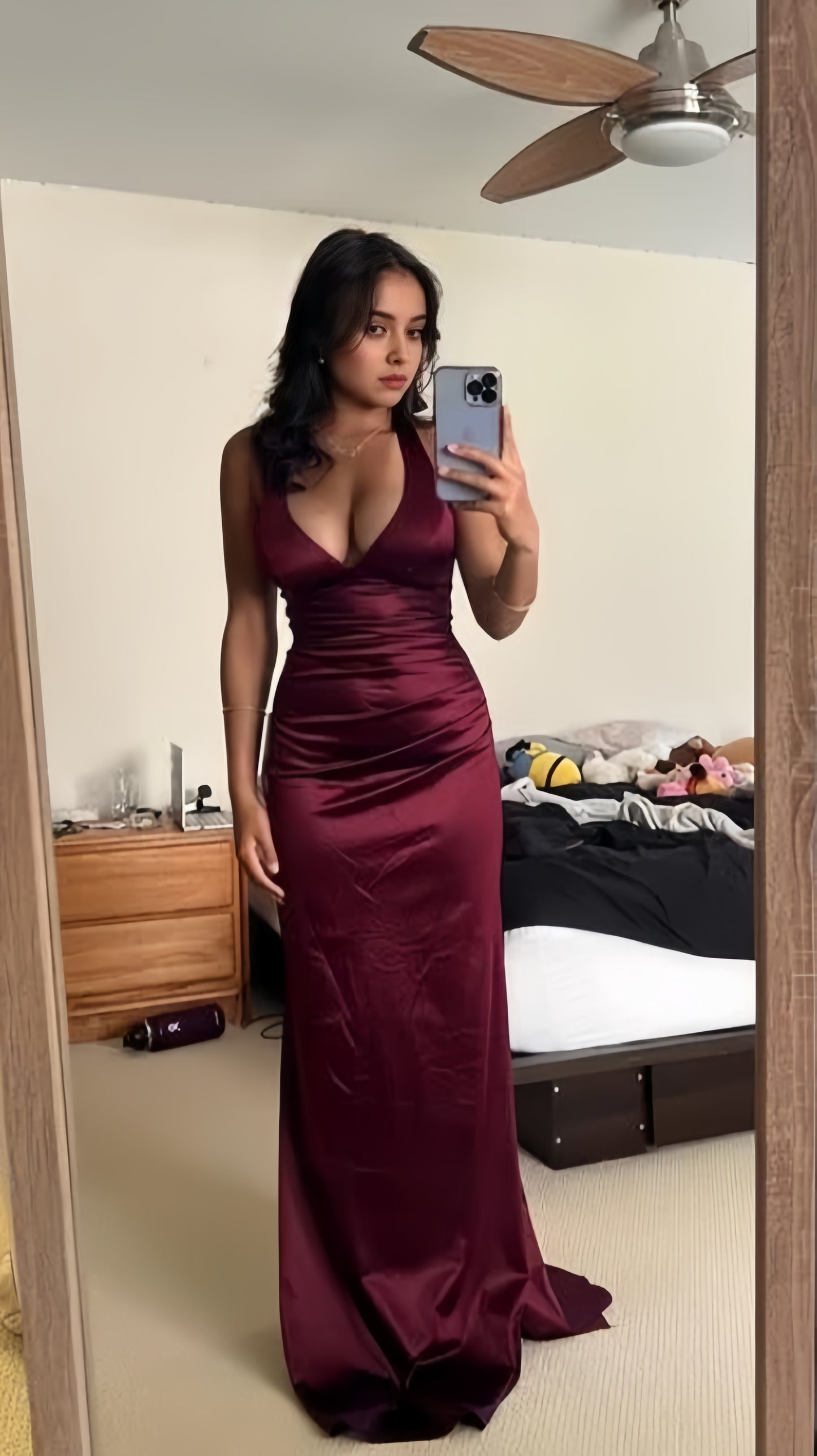 Sexy Blue Mermaid Prom Dresses Long Evening Dress V-Neck Formal Gown,LTP3983