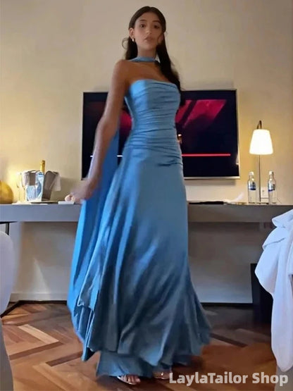 Sexy Blue Sweetheart Sleeveless Mermaid Satin Long Prom Dresses Online LTP82709