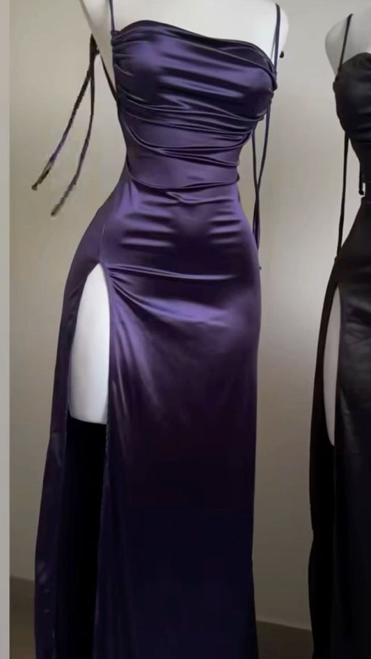 Sexy Bodycon Purple Evening Prom Dresses Slit Party Dress,LTP3824