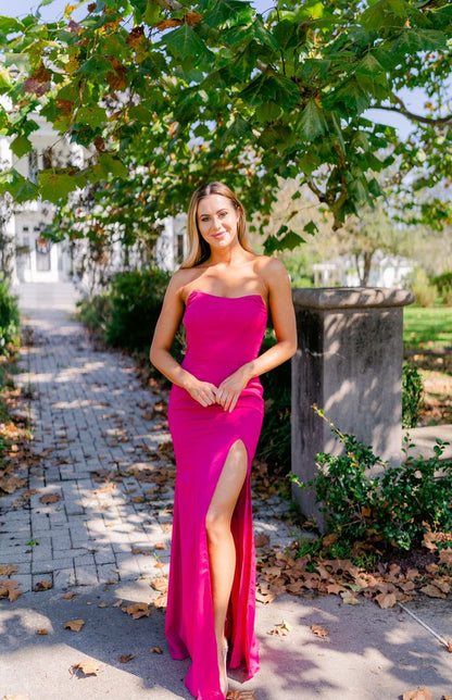 Sexy Fuchsia Mermaid Prom Dresses Split Evening Gown