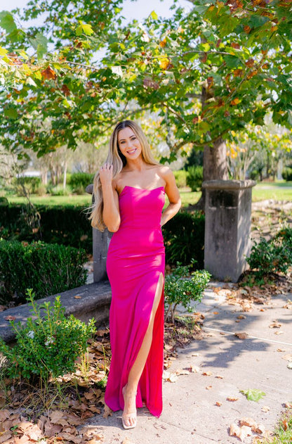 Sexy Fuchsia Mermaid Prom Dresses Split Evening Gown