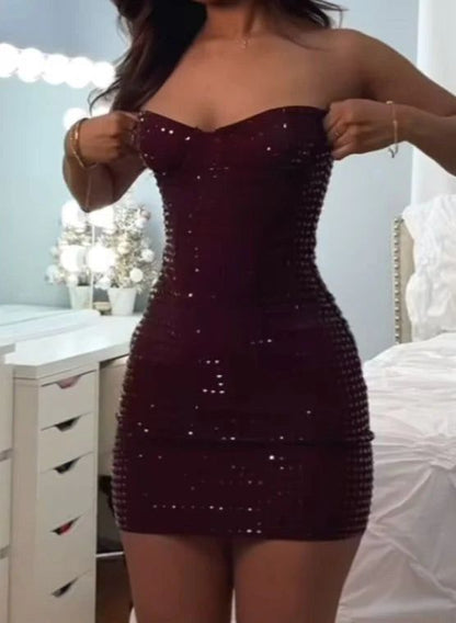 Sexy Maroon Sequin Homecoming Dresses Tight Sweetheart Party Dress,LTP3829