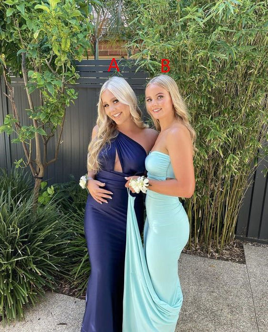 Sexy Mermaid Long Prom Dress Satin Evening Gown