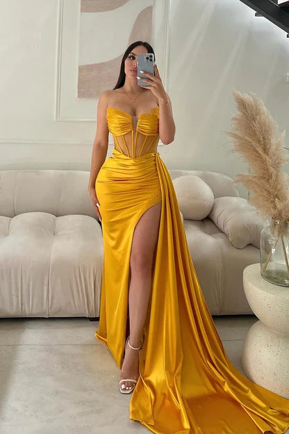 Sexy Mermaid V-neck Long Prom Dress With Slit