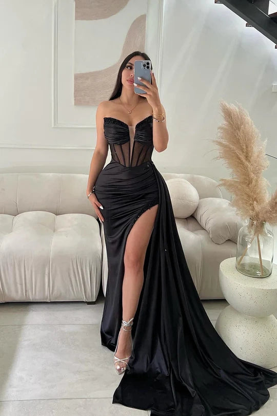 Sexy Mermaid V-neck Long Prom Dress With Slit