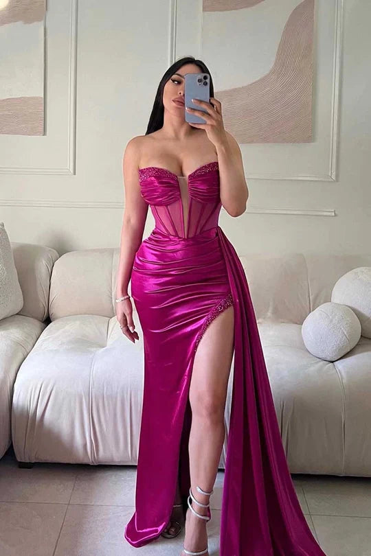 Sexy Mermaid V-neck Long Prom Dress With Slit