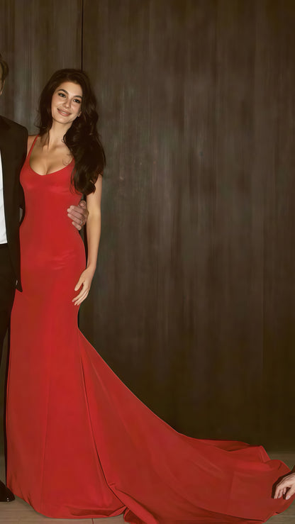 Sexy Red Mermaid Satin Prom Dresses, Long Party Dress For Women,LTP3569