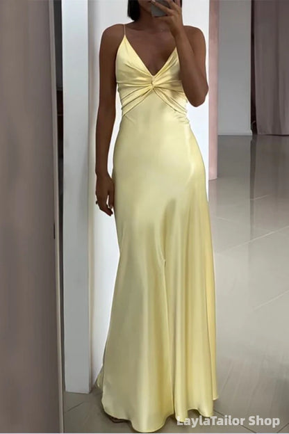 Sexy Spaghetti Strap Sleeveless Mermaid Satin Long Evening Prom Dresses Online LTP82700