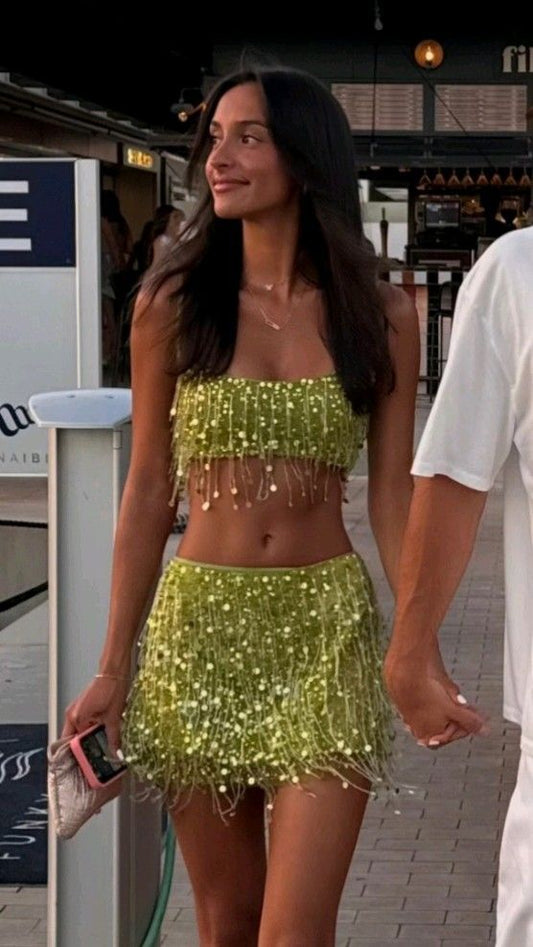Sexy Two Pieces Homecoming Dresses Sequin Dance Holiday Dress, LTP3786