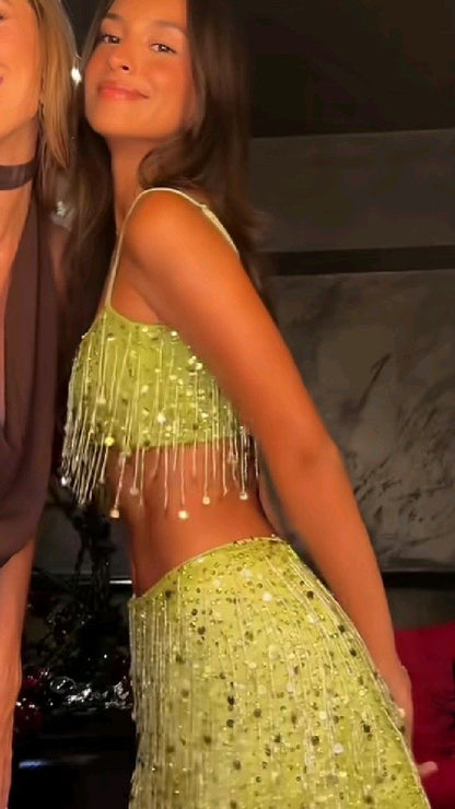 Sexy Two Pieces Homecoming Dresses Sequin Dance Holiday Dress, LTP3786