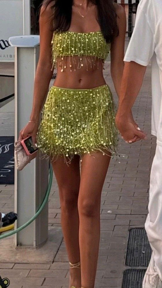 Sexy Two Pieces Homecoming Dresses Sequin Dance Holiday Dress, LTP3786