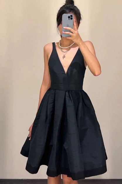 Sexy V-Neck Satin Homecoming Dresses, LTP3159