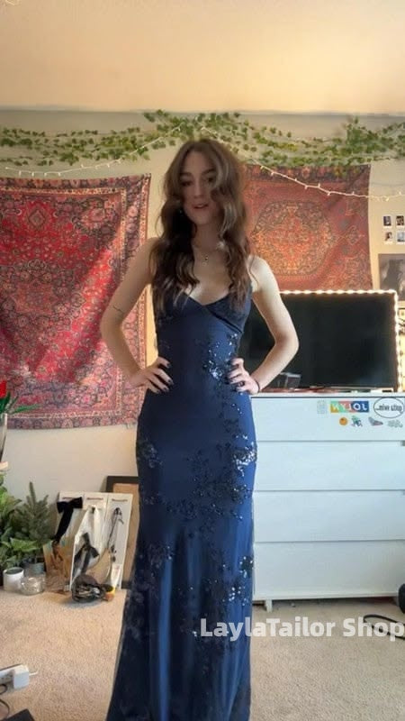 Sexy V Neck Purple Satin Sequin Backless Mermaid Evening Dress Long Party Dress,LTP4415