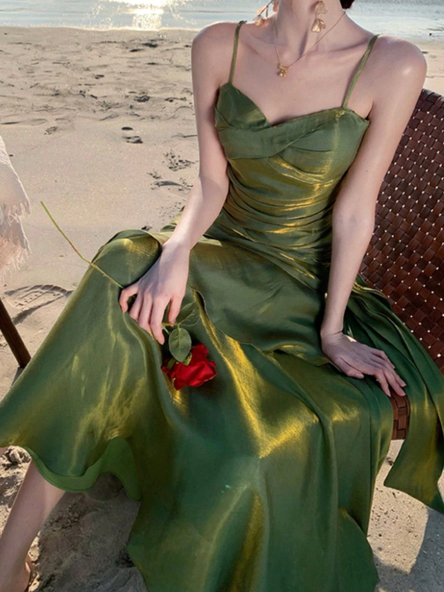 Shiny Green Spaghetti Straps Dance Party Dress Girls Graduation Prom Dresses,LTP4238