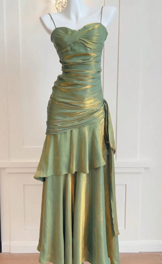 Shiny Green Spaghetti Straps Dance Party Dress Girls Graduation Prom Dresses,LTP4238