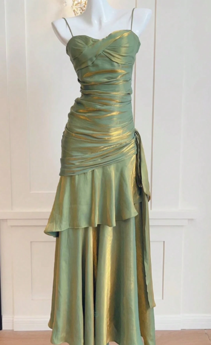 Shiny Green Spaghetti Straps Dance Party Dress Girls Graduation Prom Dresses,LTP4238