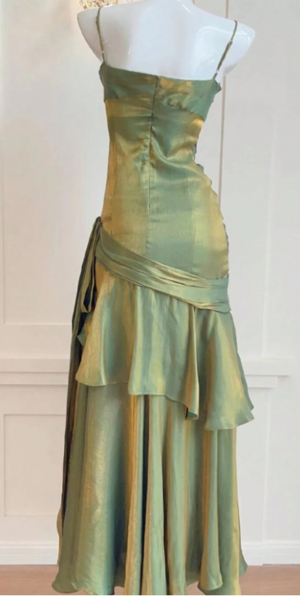 Shiny Green Spaghetti Straps Dance Party Dress Girls Graduation Prom Dresses,LTP4238