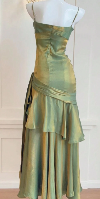 Shiny Green Spaghetti Straps Dance Party Dress Girls Graduation Prom Dresses,LTP4238