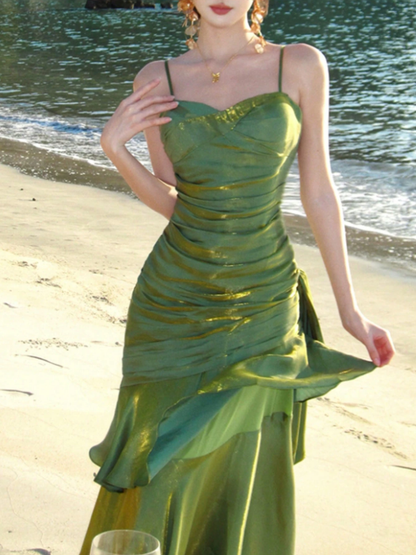 Shiny Green Spaghetti Straps Dance Party Dress Girls Graduation Prom Dresses,LTP4238