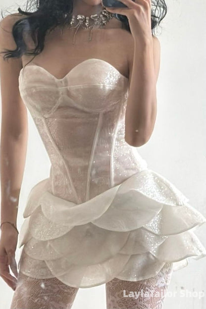 Shiny Ivory/White Sweetheart Bodycon Homecoming Dress,LTP3641
