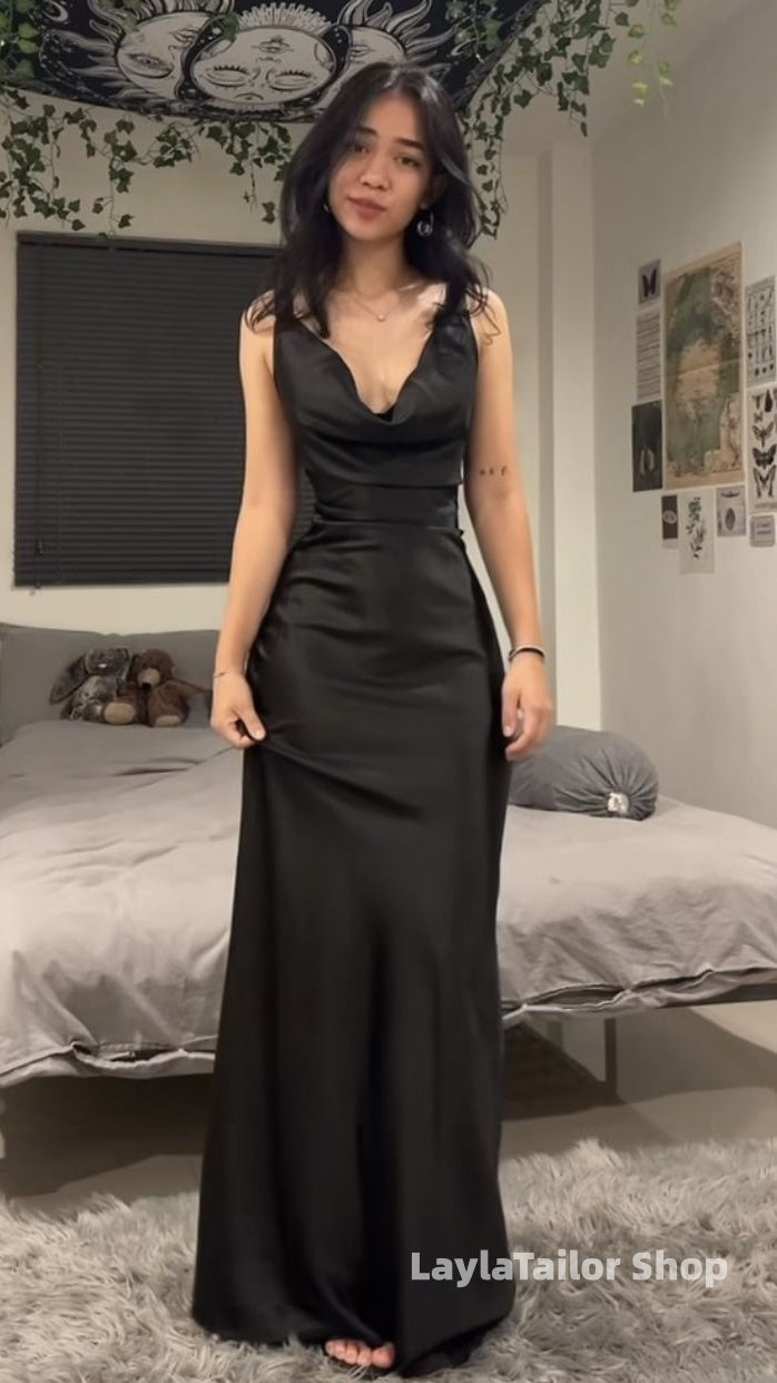 Simple Black Prom Dresses Sleeveless Evening Formal Dress,LTP4536