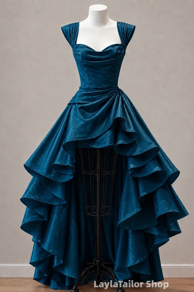 Simple High Low Sweetheart Party Dresses Ruffle Homecoming Dress