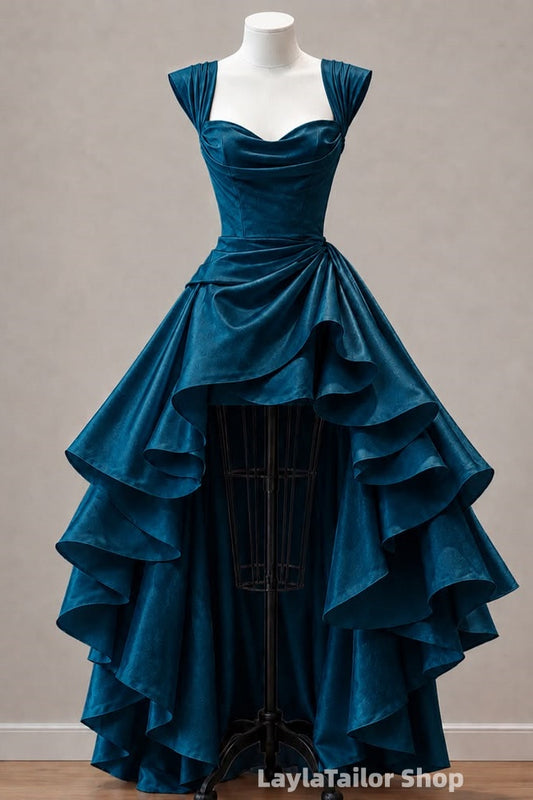 Simple High Low Sweetheart Party Dresses Ruffle Homecoming Dress