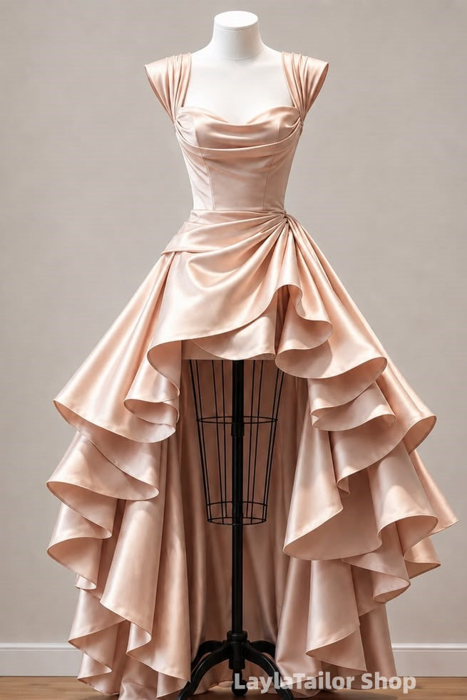 Simple High Low Sweetheart Party Dresses Ruffle Homecoming Dress