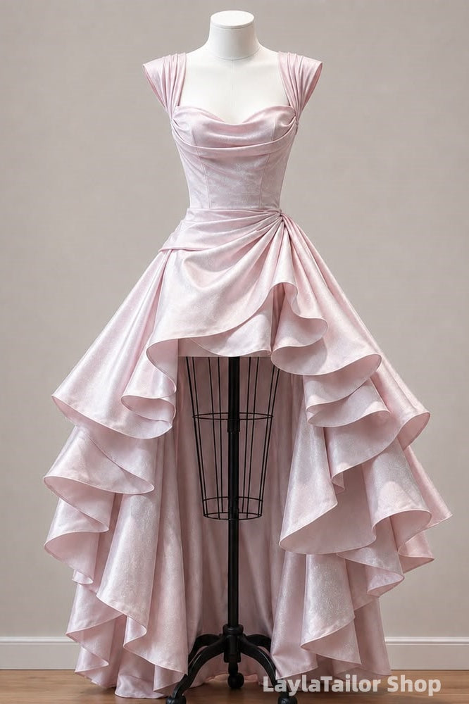 Simple High Low Sweetheart Party Dresses Ruffle Homecoming Dress