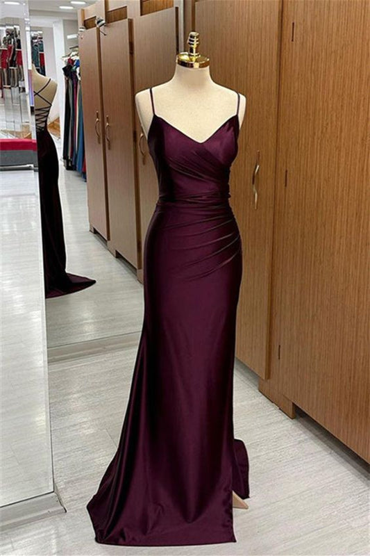 Simple Maroon Purple Mermaid Prom Dresses